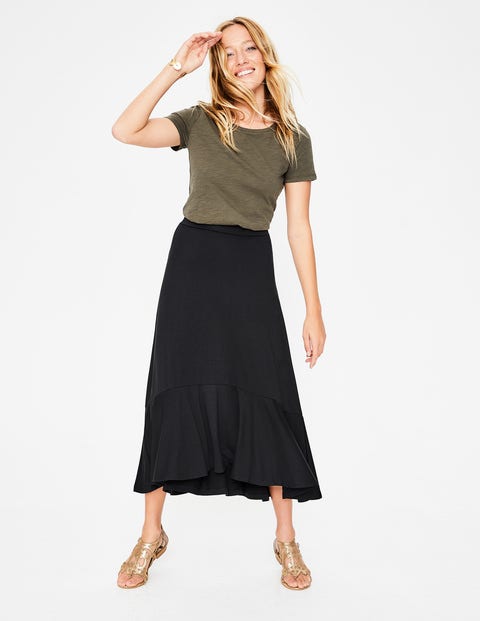 Fluted Hem Jersey Skirt - Black Fluted Hem Jersey Skirt - Black