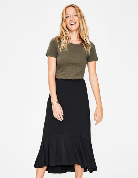 Fluted Hem Jersey Skirt - Black Fluted Hem Jersey Skirt - Black