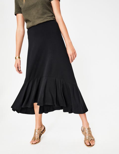 Fluted Hem Jersey Skirt - Black Fluted Hem Jersey Skirt - Black