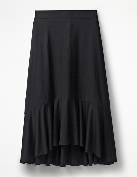 Fluted Hem Jersey Skirt - Black Fluted Hem Jersey Skirt - Black