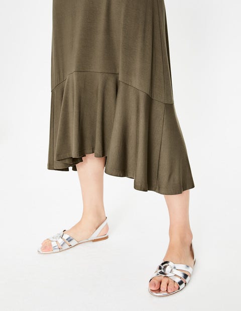 Fluted Hem Jersey Skirt - Classic Khaki Fluted Hem Jersey Skirt - Classic Khaki