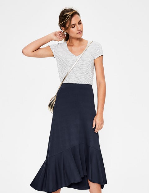 Fluted Hem Jersey Skirt - Navy Fluted Hem Jersey Skirt - Navy