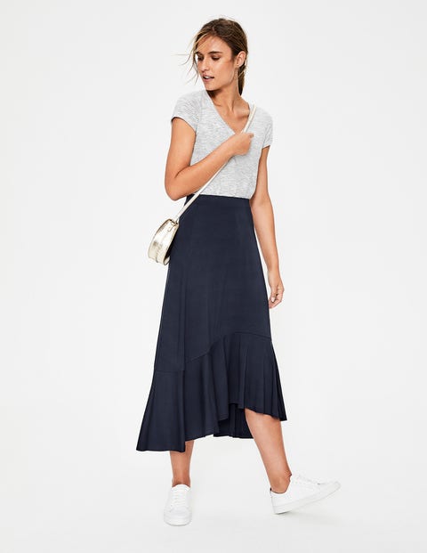 Fluted Hem Jersey Skirt - Navy Fluted Hem Jersey Skirt - Navy