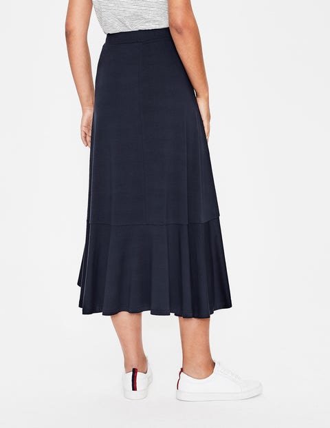 Fluted Hem Jersey Skirt - Navy Fluted Hem Jersey Skirt - Navy