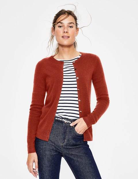 Cashmere Crew Cardigan - Conker Cashmere Crew Cardigan - Conker