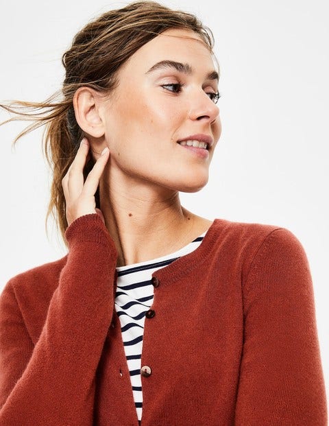 Cashmere Crew Cardigan - Conker Cashmere Crew Cardigan - Conker