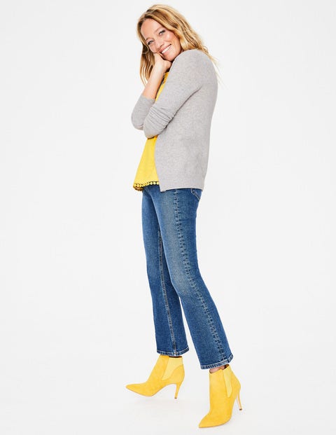 Cashmere Crew Cardigan - Grey Melange Cashmere Crew Cardigan - Grey Melange