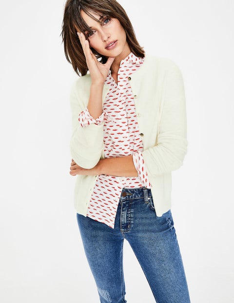 Cashmere Crew Cardigan - Ivory Cashmere Crew Cardigan - Ivory