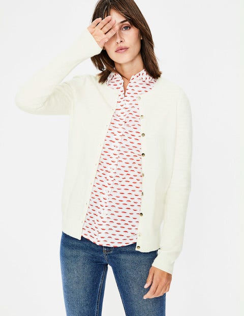 Cashmere Crew Cardigan - Ivory Cashmere Crew Cardigan - Ivory