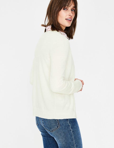 Cashmere Crew Cardigan - Ivory Cashmere Crew Cardigan - Ivory