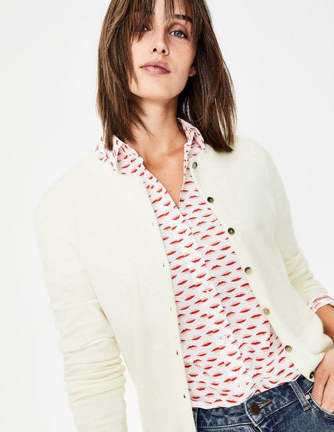 Cashmere Crew Cardigan - Ivory Cashmere Crew Cardigan - Ivory