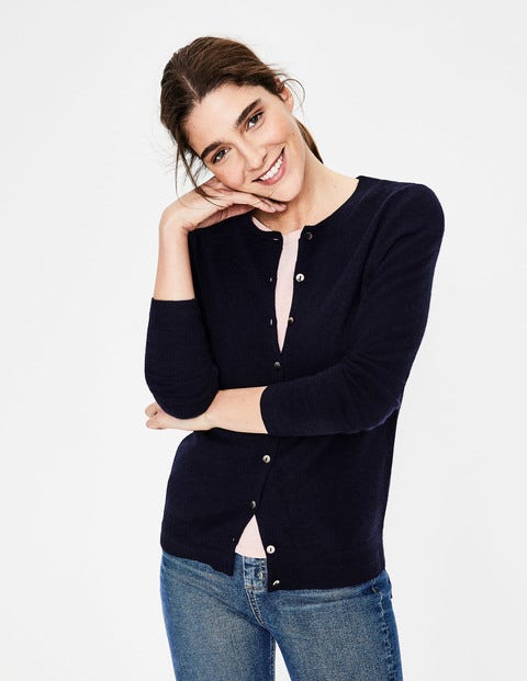 Cashmere Crew Cardigan - Navy Cashmere Crew Cardigan - Navy