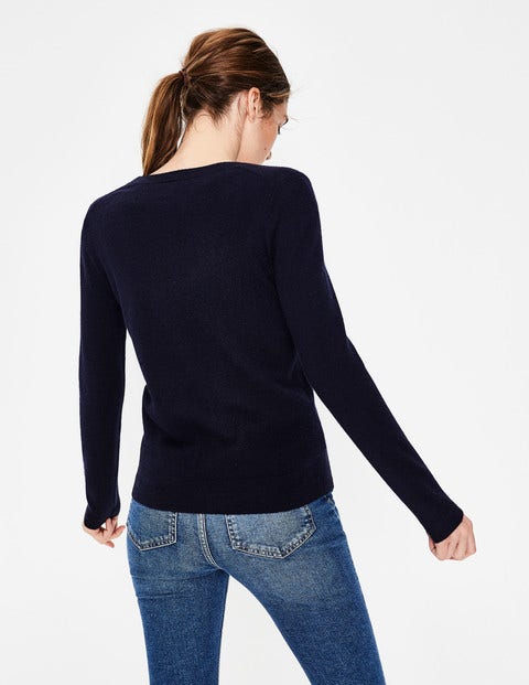 Cashmere Crew Cardigan - Navy Cashmere Crew Cardigan - Navy