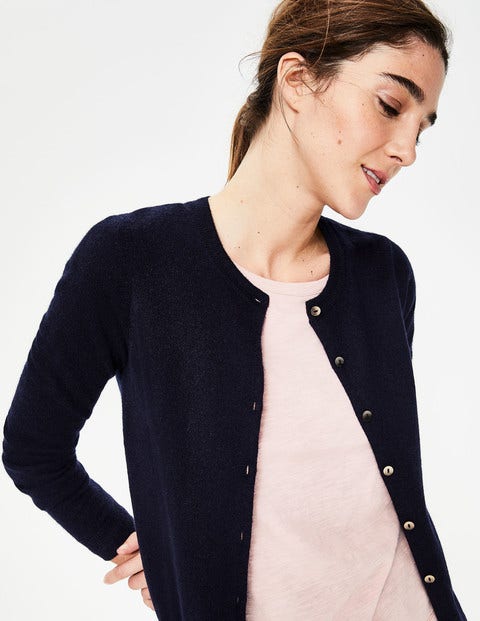 Cashmere Crew Cardigan - Navy Cashmere Crew Cardigan - Navy