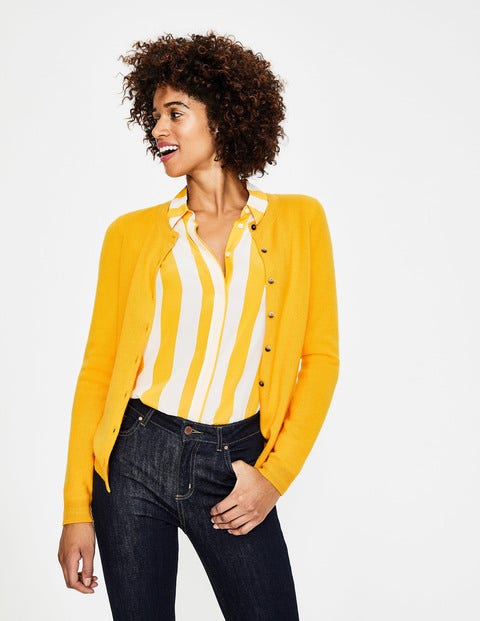 Cashmere Crew Cardigan - Happy Cashmere Crew Cardigan - Happy