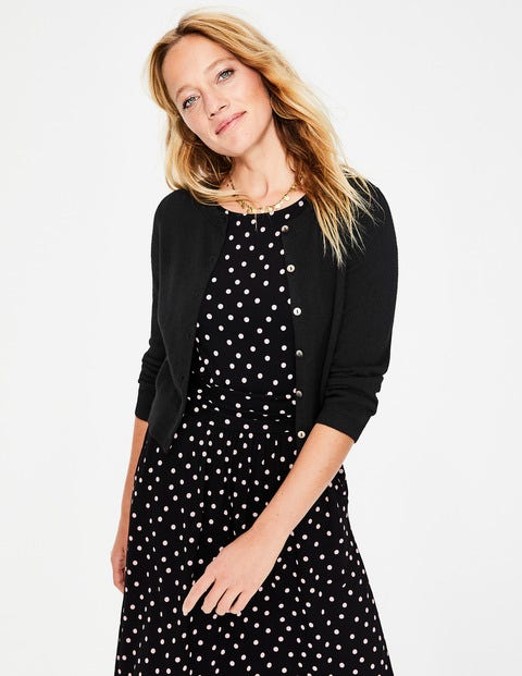 Cashmere Crop Crew Cardigan - Black Cashmere Crop Crew Cardigan - Black
