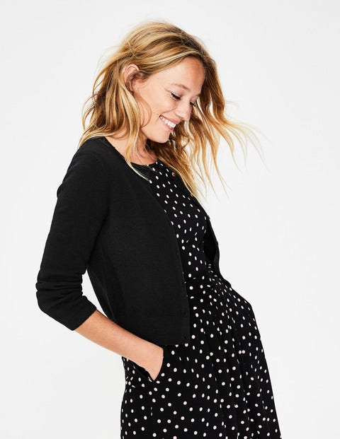 Cashmere Crop Crew Cardigan - Black Cashmere Crop Crew Cardigan - Black