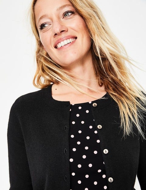 Cashmere Crop Crew Cardigan - Black Cashmere Crop Crew Cardigan - Black