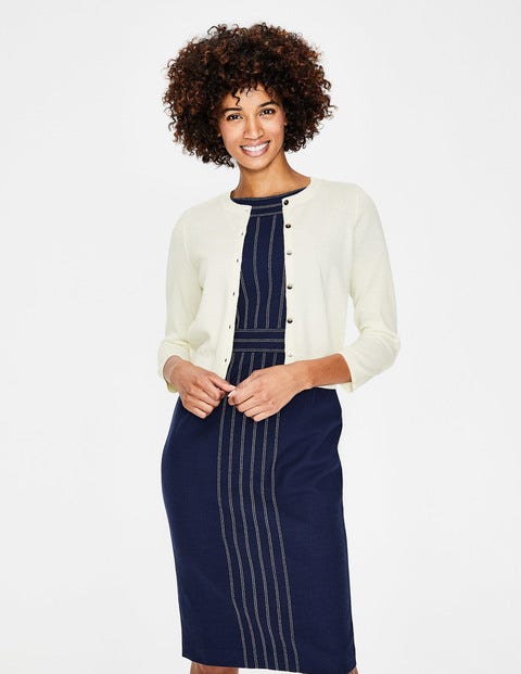 Cashmere Crop Crew Cardigan - Ivory Cashmere Crop Crew Cardigan - Ivory