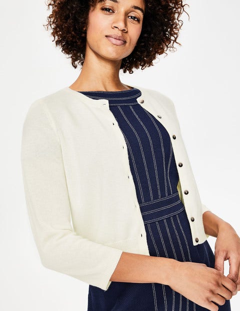 Cashmere Crop Crew Cardigan - Ivory Cashmere Crop Crew Cardigan - Ivory