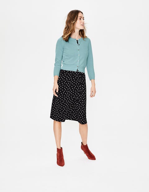 Cashmere Crop Crew Cardigan - Heron Blue Cashmere Crop Crew Cardigan - Heron Blue
