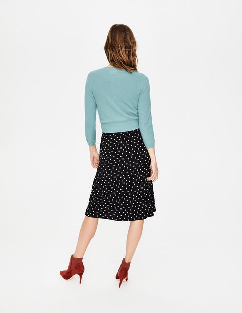 Cashmere Crop Crew Cardigan - Heron Blue Cashmere Crop Crew Cardigan - Heron Blue