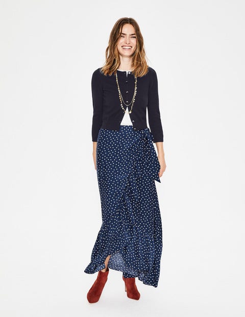 Cashmere Crop Crew Cardigan - Navy Cashmere Crop Crew Cardigan - Navy