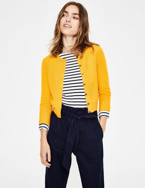 Cashmere Crop Crew Cardigan - Happy Cashmere Crop Crew Cardigan - Happy
