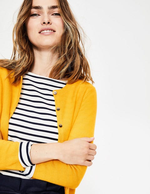 Cashmere Crop Crew Cardigan - Happy Cashmere Crop Crew Cardigan - Happy