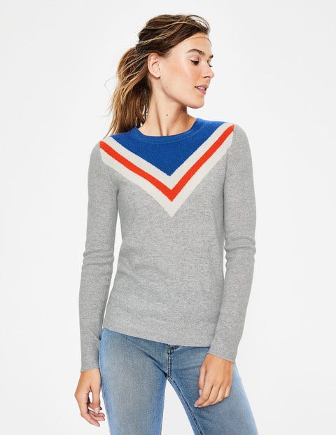 Cashmere Crew Neck Sweater - Chevron Cashmere Crew Neck Sweater - Chevron