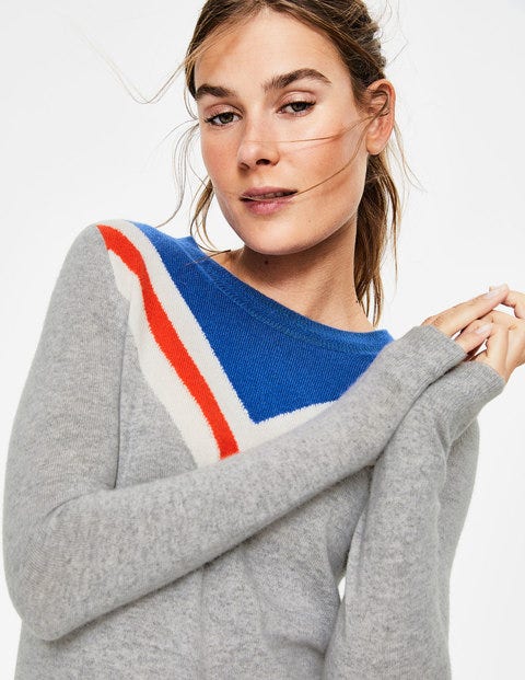 Cashmere Crew Neck Sweater - Chevron Cashmere Crew Neck Sweater - Chevron
