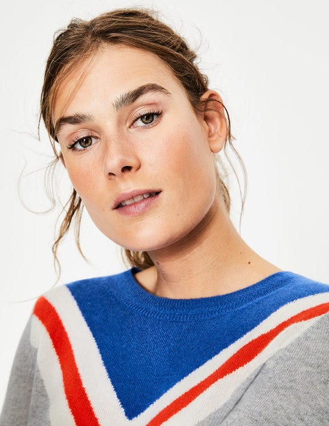 Cashmere Crew Neck Sweater - Chevron Cashmere Crew Neck Sweater - Chevron