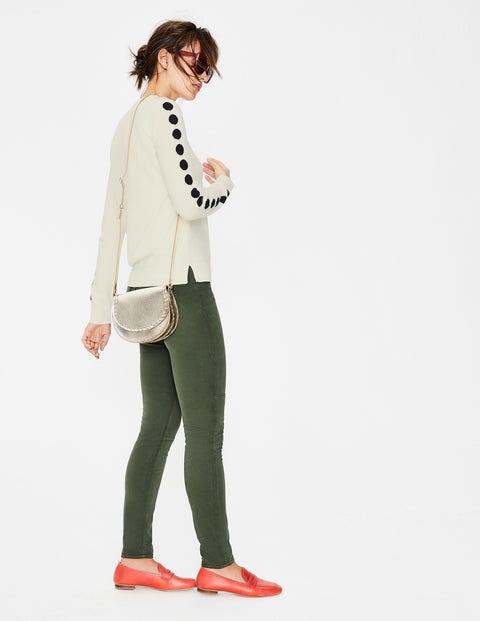 Cashmere Crew Neck Jumper - Ivory/Navy Spot Cashmere Crew Neck Jumper - Ivory/Navy Spot