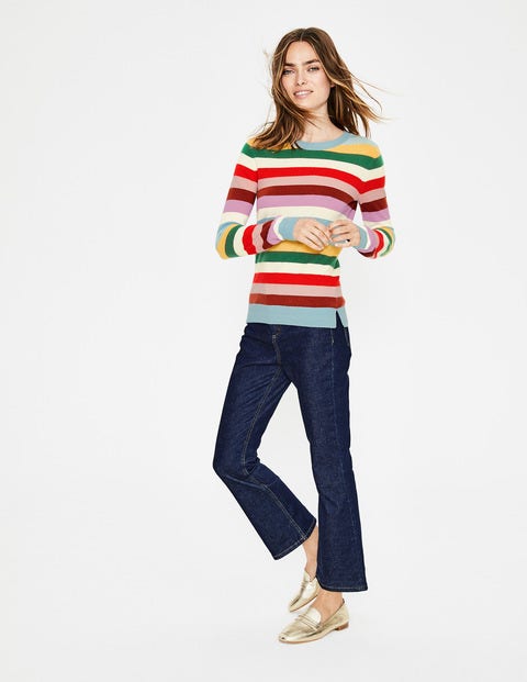 Cashmere Crew Neck Jumper - Multi Stripe Cashmere Crew Neck Jumper - Multi Stripe