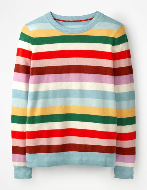 Cashmere Crew Neck Jumper - Multi Stripe Cashmere Crew Neck Jumper - Multi Stripe
