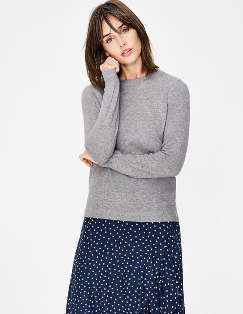 Cashmere Crew Neck Jumper - Grey Melange Cashmere Crew Neck Jumper - Grey Melange