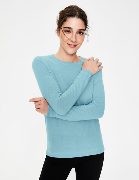 Cashmere Crew Neck Sweater - Heron Blue Cashmere Crew Neck Sweater - Heron Blue