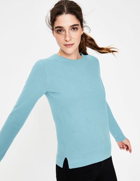 Cashmere Crew Neck Sweater - Heron Blue Cashmere Crew Neck Sweater - Heron Blue