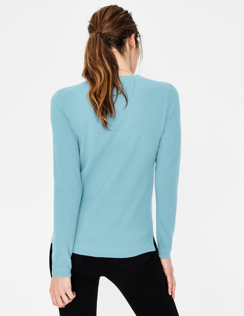 Cashmere Crew Neck Sweater - Heron Blue Cashmere Crew Neck Sweater - Heron Blue