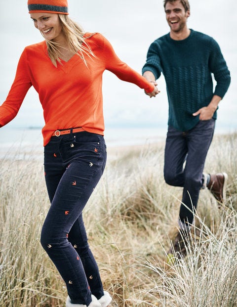 Cashmere Relaxed V-Neck Jumper - Red Pop Cashmere Relaxed V-Neck Jumper - Red Pop
