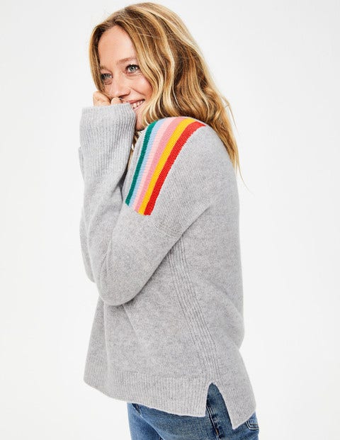 Pull Celia En Cachemire - Rayé argenté/multi Pull Celia En Cachemire - Rayé argenté/multi