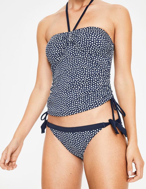Contrast Tie Bikini Bottoms - Navy/Ivory Spot Contrast Tie Bikini Bottoms - Navy/Ivory Spot