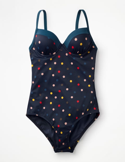 Milos Cup-Size Swimsuit - Navy/Multi Spot Milos Cup-Size Swimsuit - Navy/Multi Spot