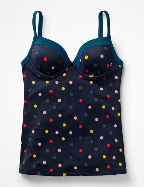 Milos Cup-size Tankini Top - Navy/Multi Spot Milos Cup-size Tankini Top - Navy/Multi Spot