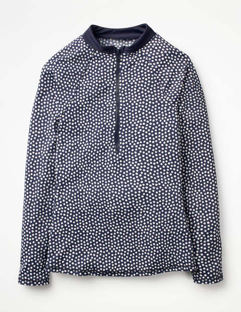 Badeshirt Mit Reißverschluss - Navy/Naturweiß, Getupft Badeshirt Mit Reißverschluss - Navy/Naturweiß, Getupft