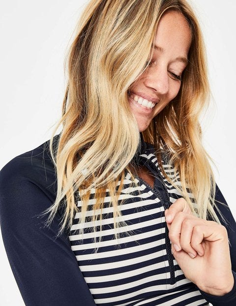 Zip Up Rash Vest - Navy/Ivory Stripe Zip Up Rash Vest - Navy/Ivory Stripe