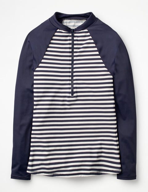 Zip Up Rash Vest - Navy/Ivory Stripe Zip Up Rash Vest - Navy/Ivory Stripe