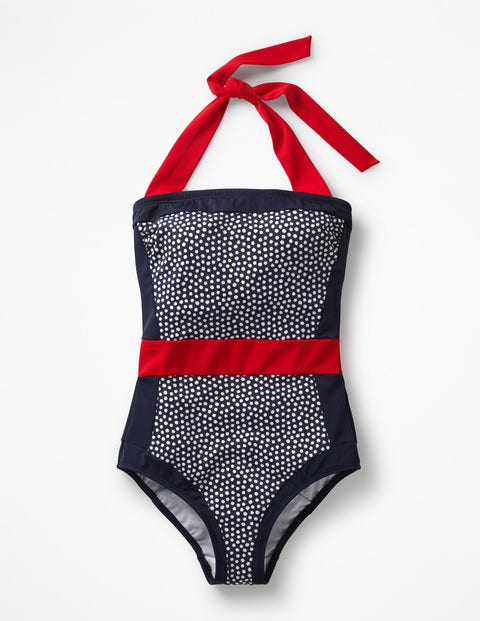navy spot swimsuit