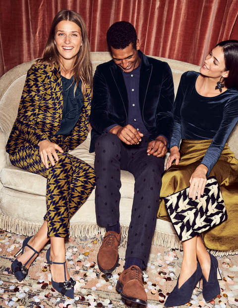Velvet Longline Blazer - Trumpet Diagonal Birds Velvet Longline Blazer - Trumpet Diagonal Birds