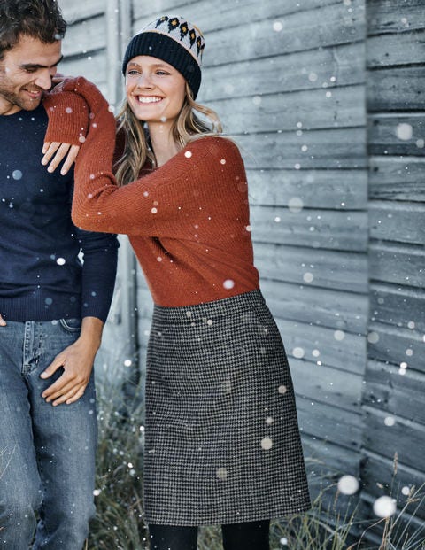 British Tweed Mini Skirt - Navy & Grey Marl Puppytooth British Tweed Mini Skirt - Navy & Grey Marl Puppytooth